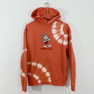 Walt Disney World Small Orange Tie Dye Hooded Sweatshirt Hoodie Mickey Mouse‎